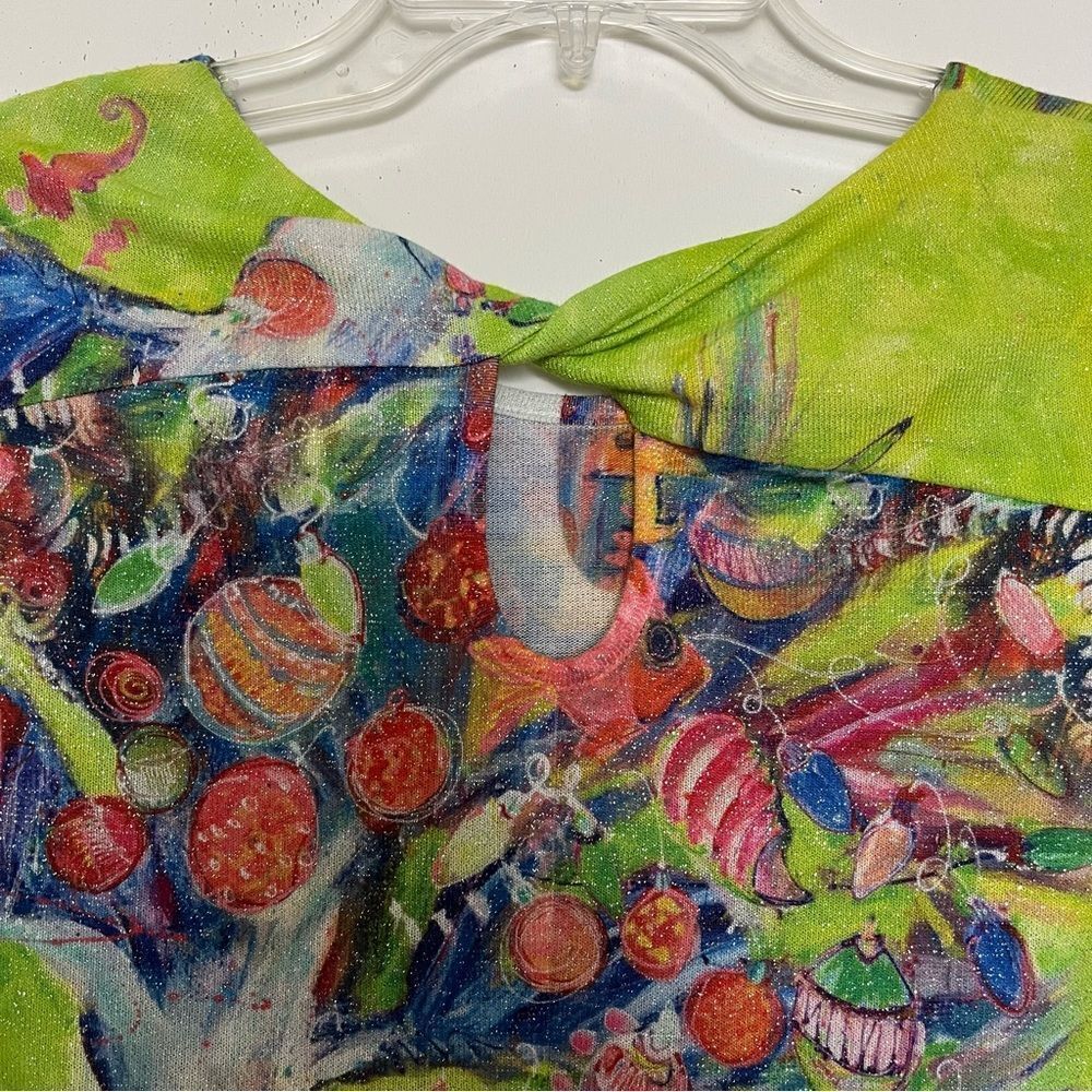Leoma Lovegrove Lagenlook Top Asymmetrical Glitter Artsy Whimsical Blouse Small - Picture 7 of 10